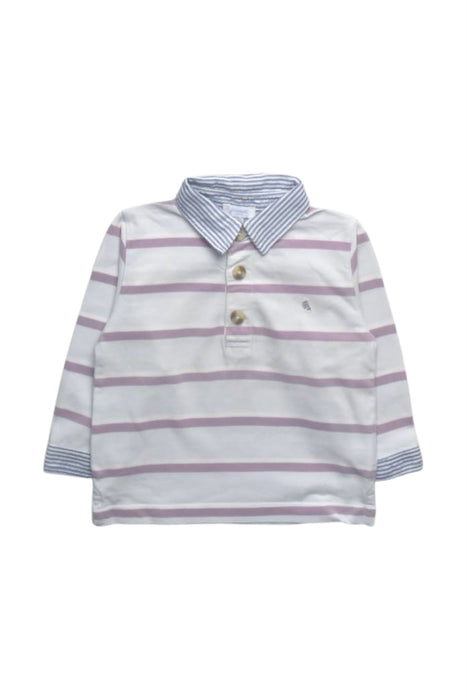A White Long Sleeve Polos from Jacadi in size 3-6M for boy. (Front View)