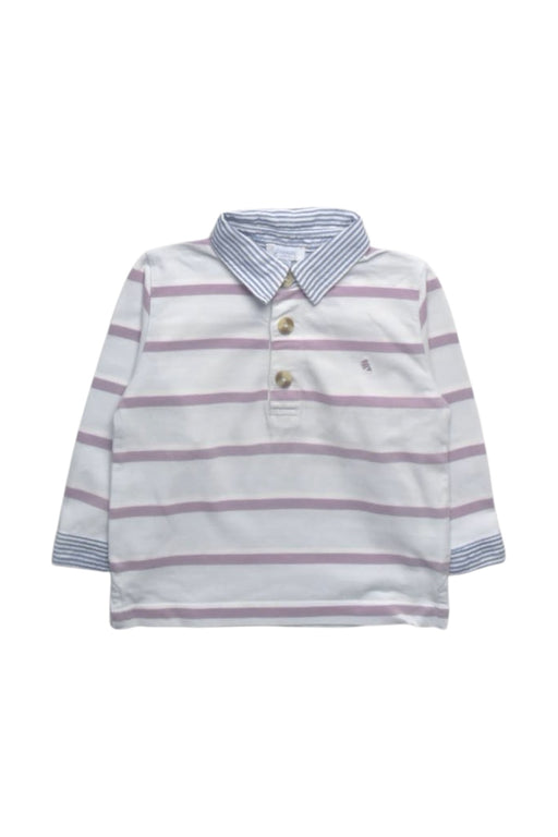 A White Long Sleeve Polos from Jacadi in size 3-6M for boy. (Front View)