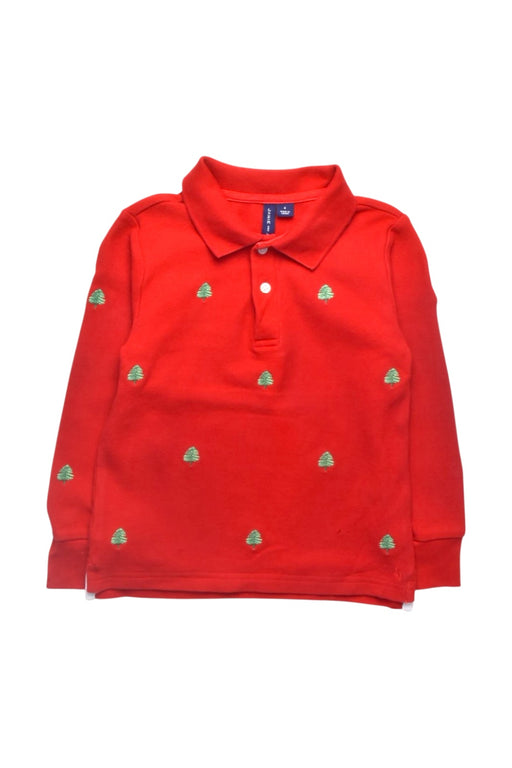 A Red Long Sleeve Polos from Janie & Jack in size 4T for boy. (Front View)
