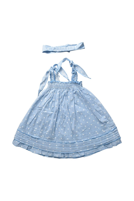 A Blue Sleeveless Dresses from Indigo Kids in size 6-12M for girl. (Back View)