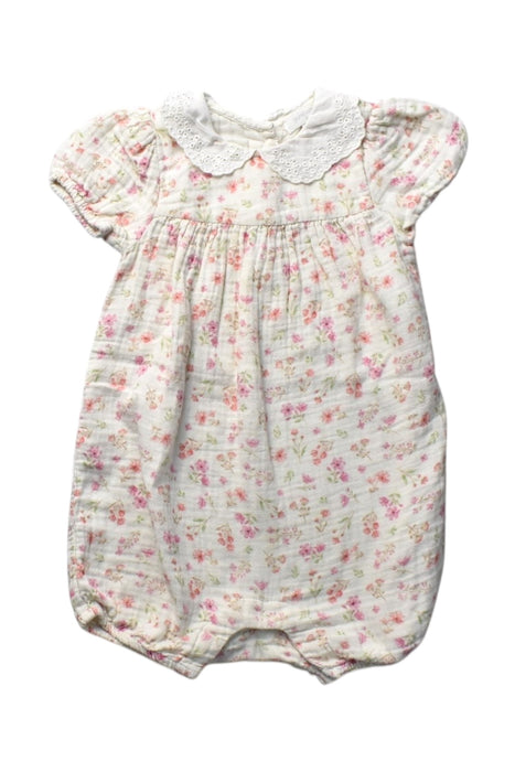 A Pink Short Sleeve Rompers from Purebaby in size 12-18M for girl. (Front View)