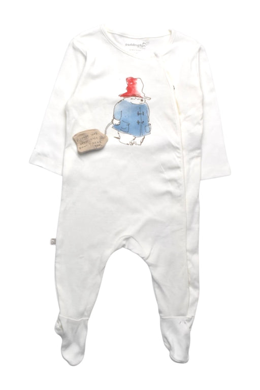 A White Onesies from Paddington Bear in size 6-12M for boy. (Front View)