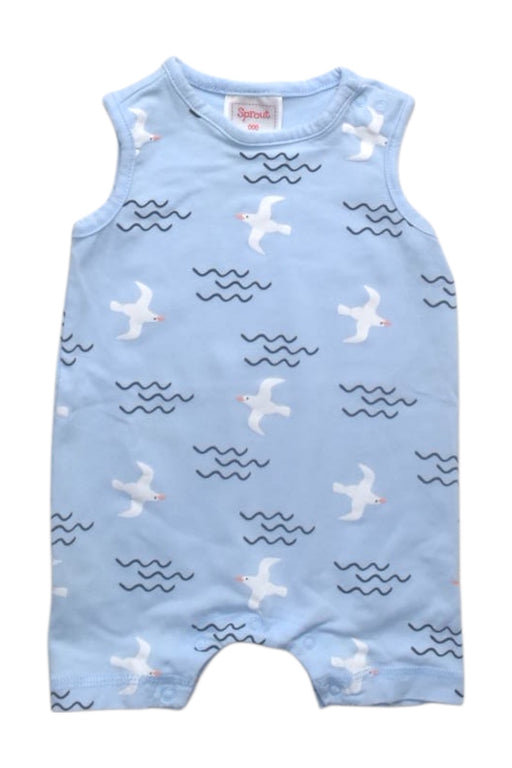 A Blue Sleeveless Rompers from Sprout in size 0-3M for boy. (Front View)