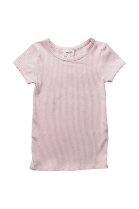 A Pink Short Sleeve T Shirts from Seed in size 5T for girl. (Front View)