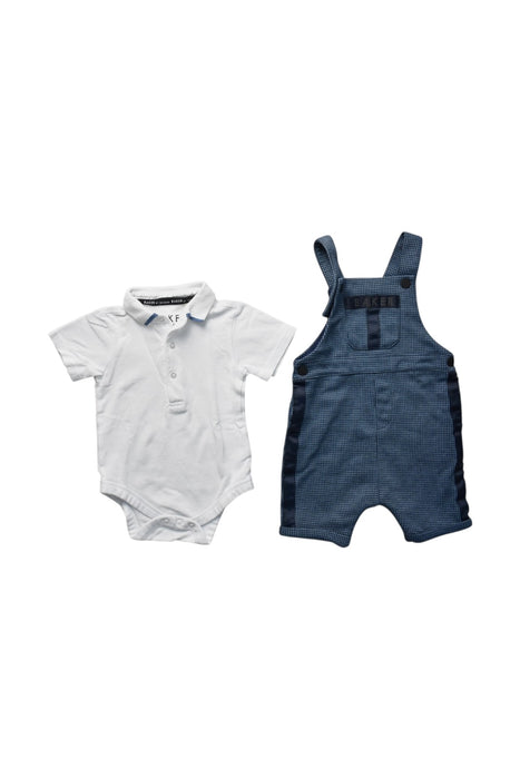 A White Overall Sets from Baker by Ted Baker in size 6-12M for boy. (Front View)
