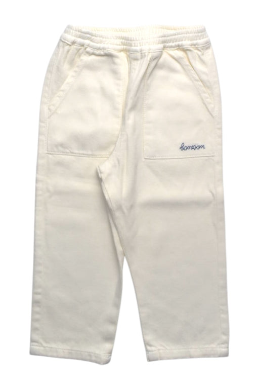 A White Casual Pants from Bonton in size 3T for girl. (Front View)