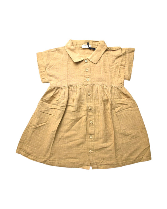A Beige Short Sleeve Dresses from 1 + in the family in size 4T for girl. (Front View)