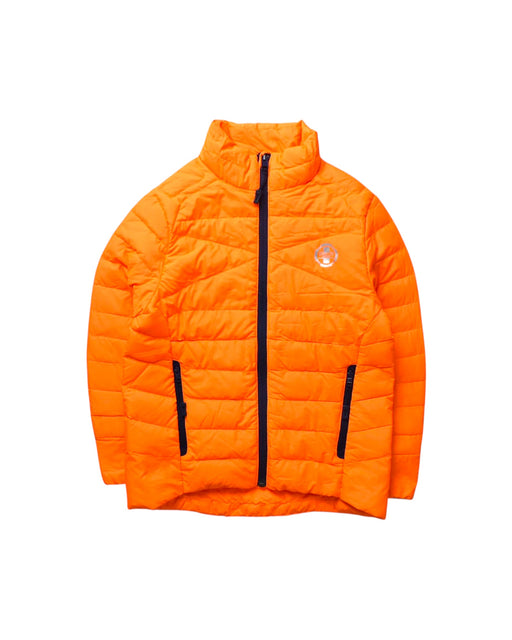A Orange Puffer/Quilted Jackets from Polo Ralph Lauren in size 6T for boy. (Front View)