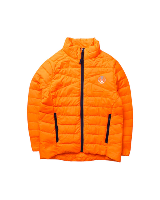 A Orange Puffer/Quilted Jackets from Polo Ralph Lauren in size 6T for boy. (Front View)