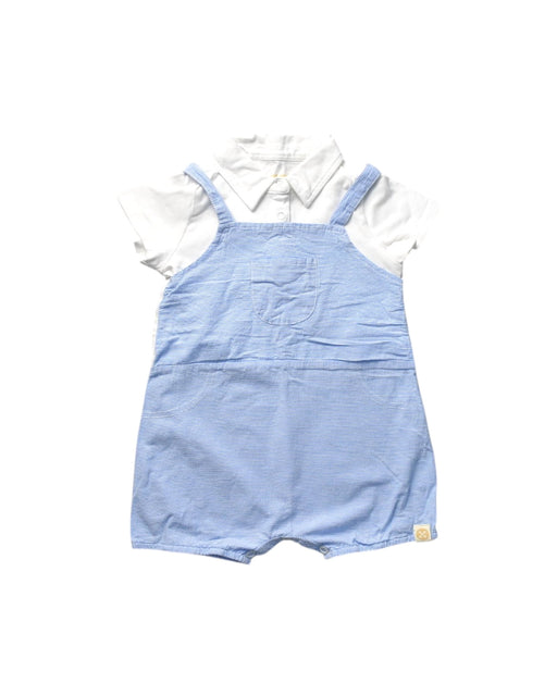 A Blue Overall Sets from Le Petit Society in size 12-18M for boy. (Front View)