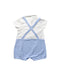 A Blue Overall Sets from Le Petit Society in size 12-18M for boy. (Back View)