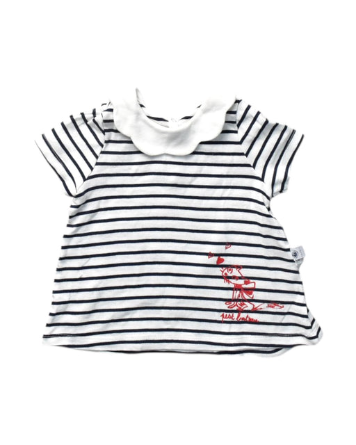 A Navy Short Sleeve Dresses from Petit Bateau in size 0-3M for girl. (Front View)