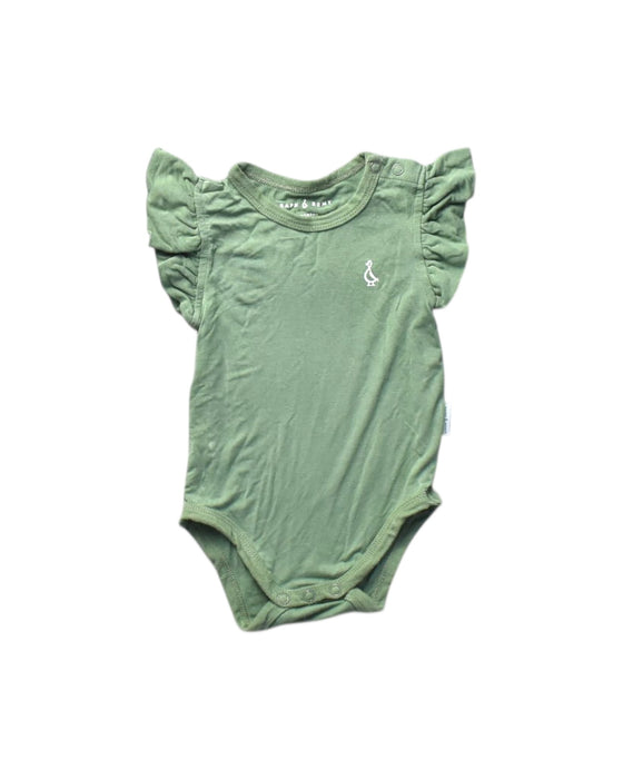 A Green Short Sleeve Bodysuits from Raph and Remy in size 3-6M for girl. (Front View)