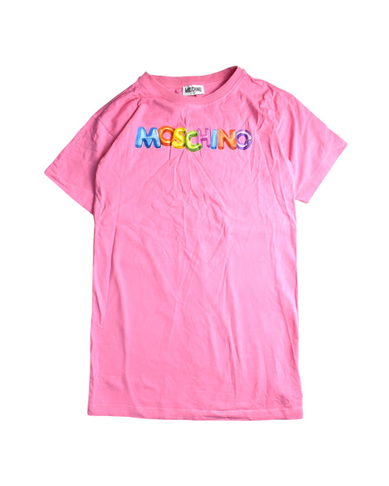 A Pink Short Sleeve Dresses from Moschino in size 10Y for girl. (Front View)