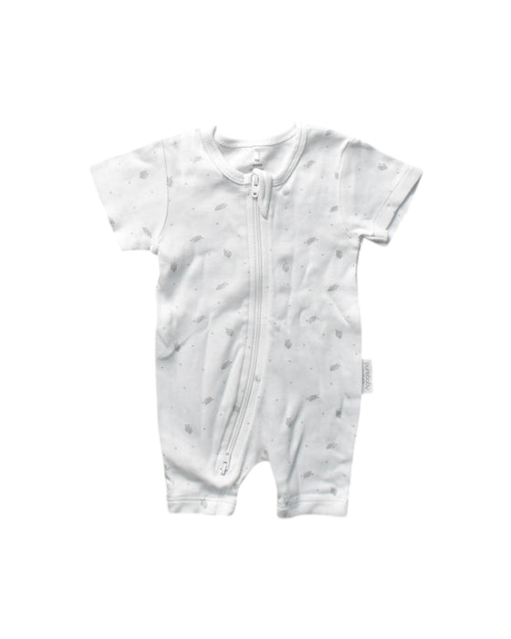 A White Short Sleeve Rompers from Purebaby in size Newborn for boy. (Front View)