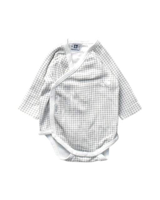 A White Long Sleeve Bodysuits from Cambrass in size Newborn for boy. (Front View)