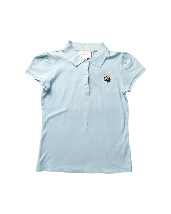 A Blue Short Sleeve Polos from Gucci in size 10Y for girl. (Front View)