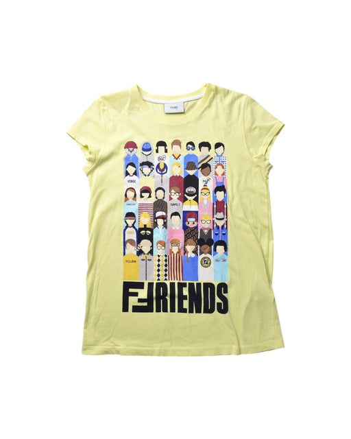 A Yellow Short Sleeve T Shirts from Fendi in size 10Y for girl. (Front View)