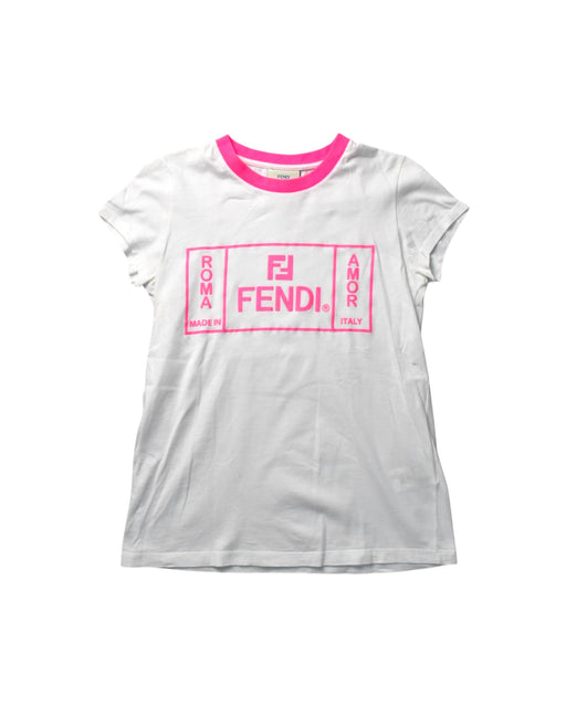 A White Short Sleeve T Shirts from Fendi in size 10Y for girl. (Front View)