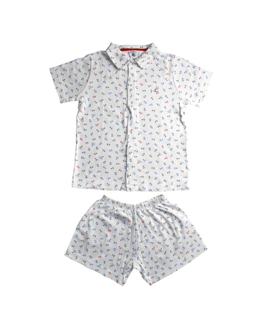 A White Pyjama Sets from Petit Bateau in size 8Y for boy. (Front View)