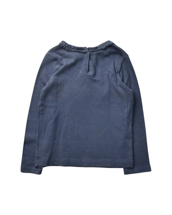 A Navy Long Sleeve Tops from Petit Bateau in size 4T for girl. (Back View)