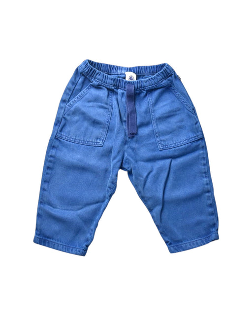 A Blue Casual Pants from Petit Bateau in size 12-18M for boy. (Front View)