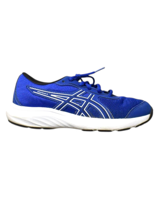 A Blue Sneakers from ASICS in size 11Y for boy. (Front View)