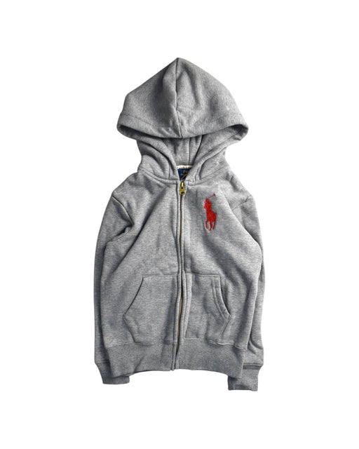 A Grey Hooded Sweatshirts from Polo Ralph Lauren in size 5T for boy. (Front View)