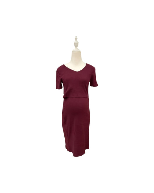 A Burgundy Short Sleeve Dresses from Annee Matthew in size Maternity-XS for maternity. (Front View)