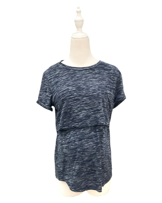 A Navy Short Sleeve Tops from Jump Eat Cry in size Maternity-S for maternity. (Front View)