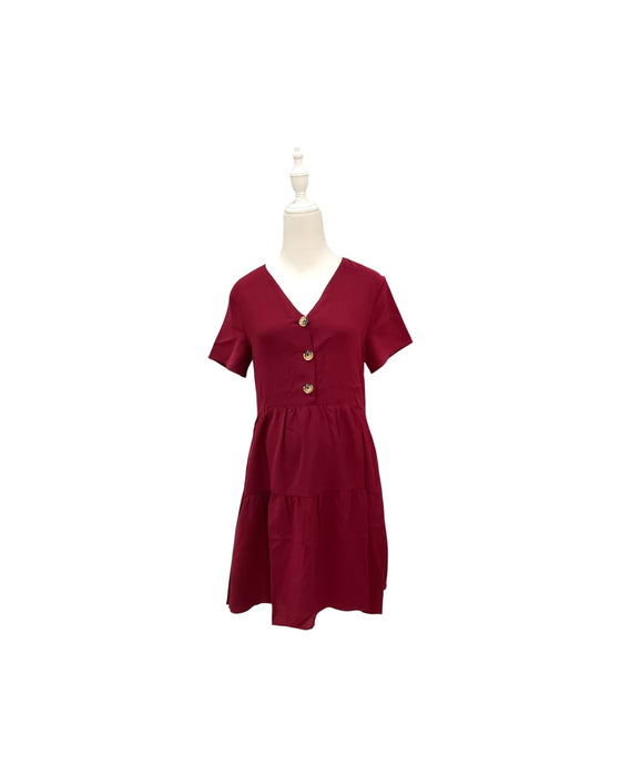 A Burgundy Short Sleeve Dresses from Dear in size Maternity-S for maternity. (Front View)