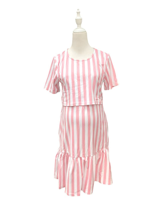 A Pink Short Sleeve Dresses from Mothercot in size Maternity-S for maternity. (Front View)