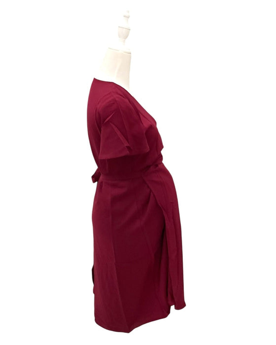 A Burgundy Short Sleeve Dresses from Dear in size Maternity-S for maternity. (Back View)