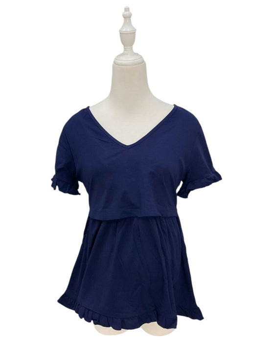 A Navy Short Sleeve Tops from Jump Eat Cry in size Maternity-S for maternity. (Front View)