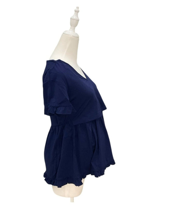 A Navy Short Sleeve Tops from Jump Eat Cry in size Maternity-S for maternity. (Back View)
