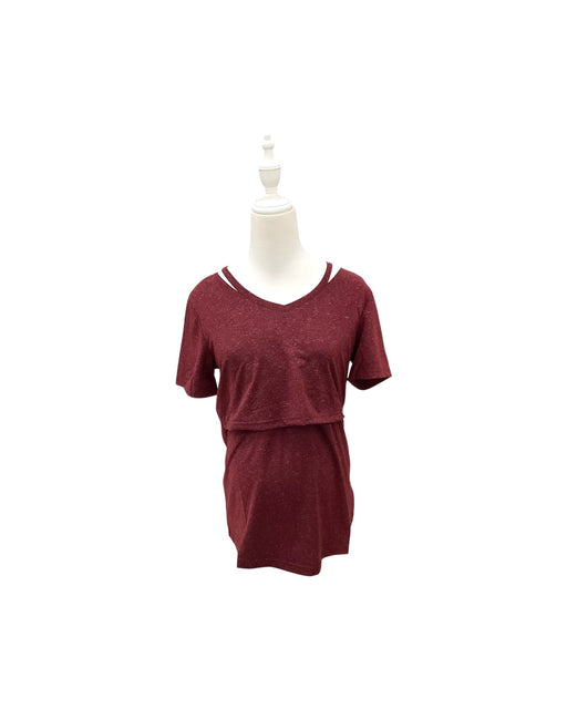 A Burgundy Short Sleeve Tops from Jump Eat Cry in size Maternity-S for maternity. (Front View)