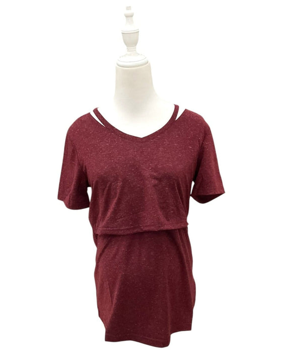 A Burgundy Short Sleeve Tops from Jump Eat Cry in size Maternity-S for maternity. (Front View)
