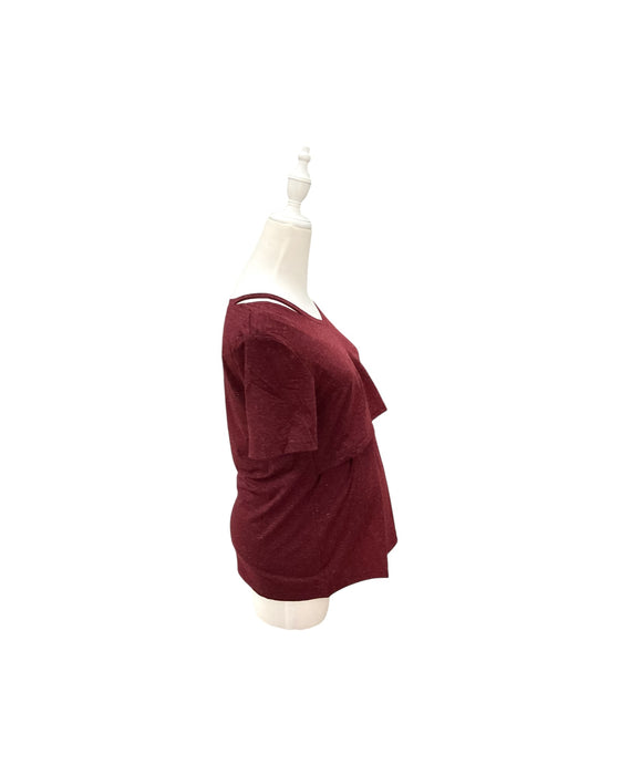 A Burgundy Short Sleeve Tops from Jump Eat Cry in size Maternity-S for maternity. (Back View)