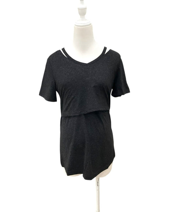 A Black Short Sleeve Tops from Jump Eat Cry in size Maternity-S for maternity. (Front View)