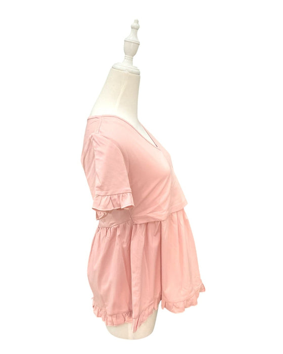A Pink Short Sleeve Tops from Jump Eat Cry in size Maternity-S for maternity. (Back View)