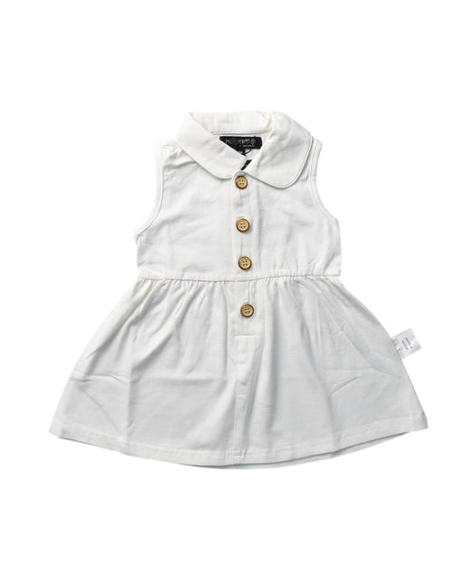 A White Sleeveless Dresses from Mothercot in size 3-6M for girl. (Front View)