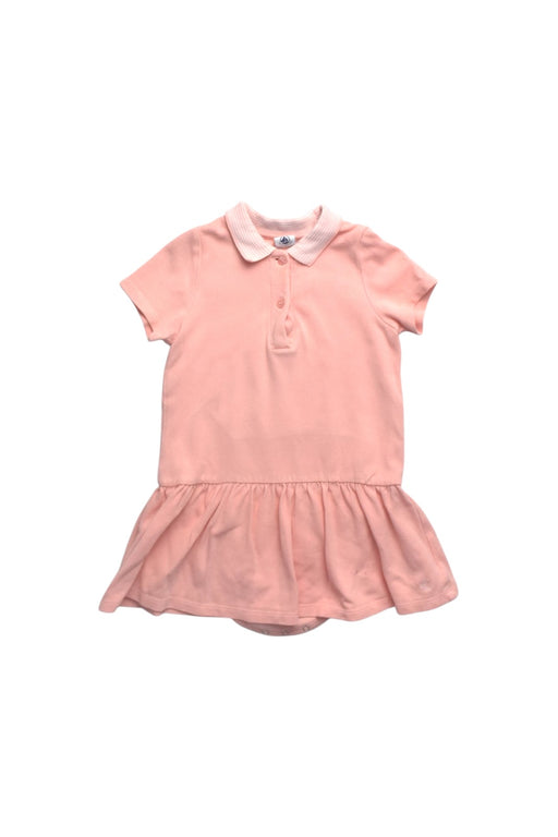 A Pink Short Sleeve Dresses from Petit Bateau in size 2T for girl. (Front View)