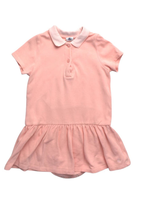 A Pink Short Sleeve Dresses from Petit Bateau in size 2T for girl. (Front View)