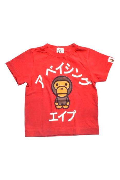 A Red Short Sleeve T Shirts from Bape by A Bathing Ape in size 6-12M for boy. (Front View)
