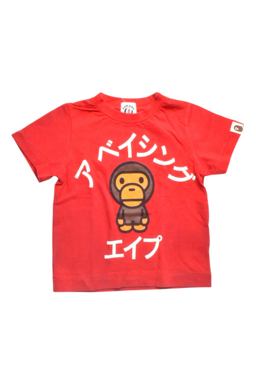 A Red Short Sleeve T Shirts from Bape by A Bathing Ape in size 6-12M for boy. (Front View)