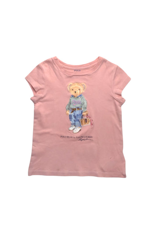 A Pink Short Sleeve T Shirts from Polo Ralph Lauren in size 3T for girl. (Front View)