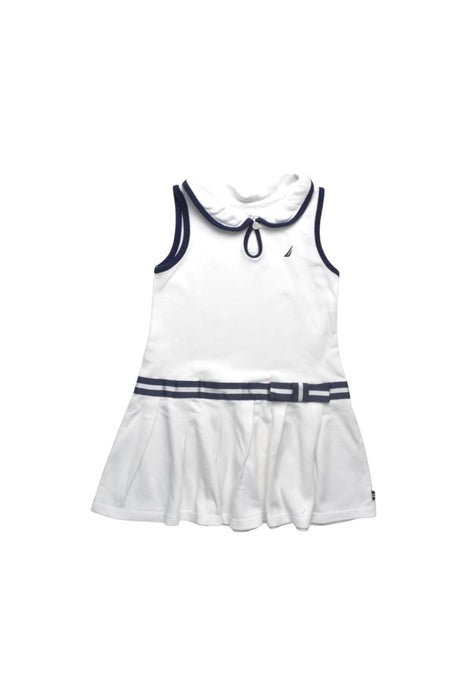 A White Sleeveless Dresses from Nautica in size 4T for girl. (Front View)