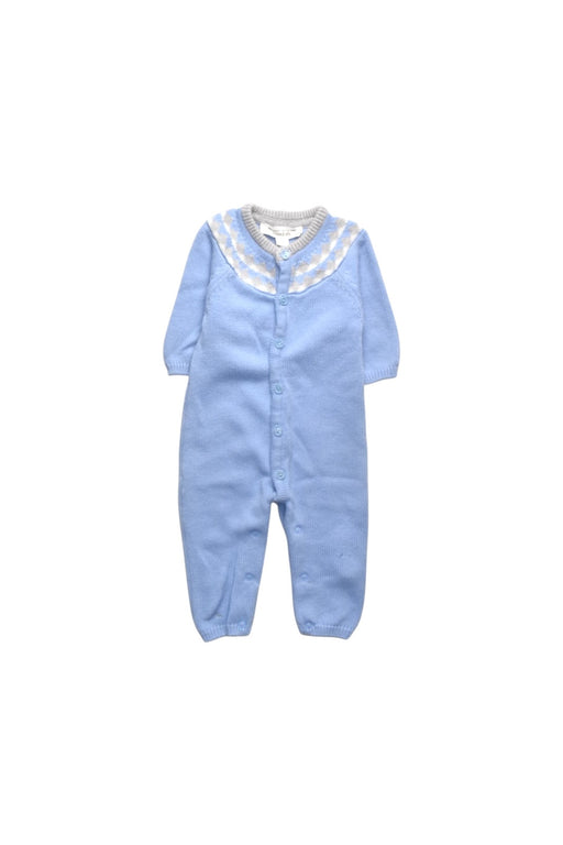 A Blue Long Sleeve Rompers from Chateau de Sable in size 0-3M for boy. (Front View)