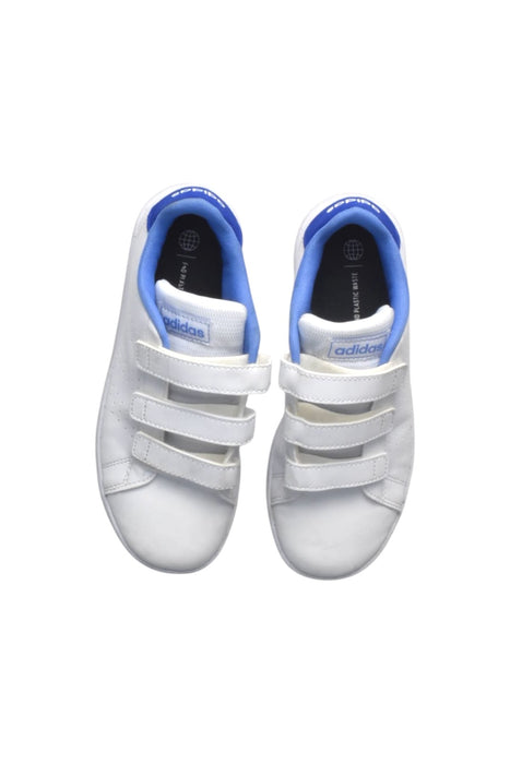A White Sneakers from Adidas in size 7Y for boy. (Back View)