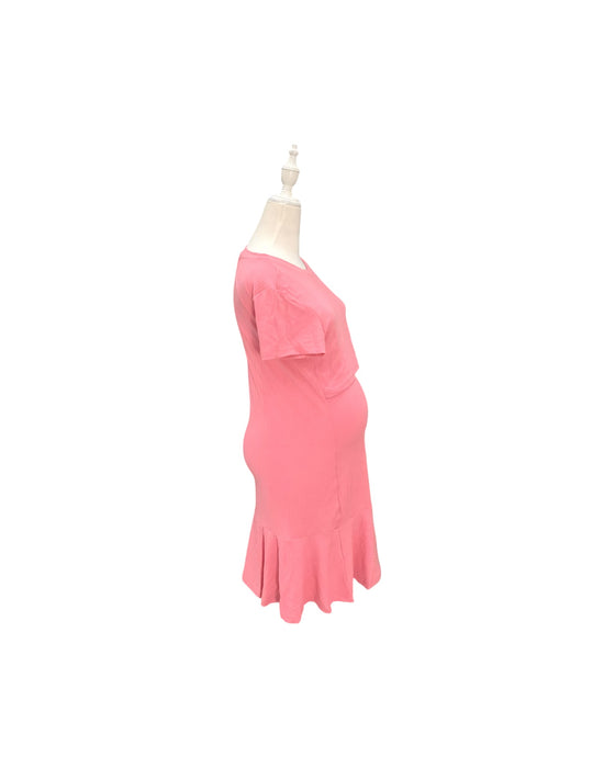A Pink Short Sleeve Dresses from Mothercot in size Maternity-S for maternity. (Back View)